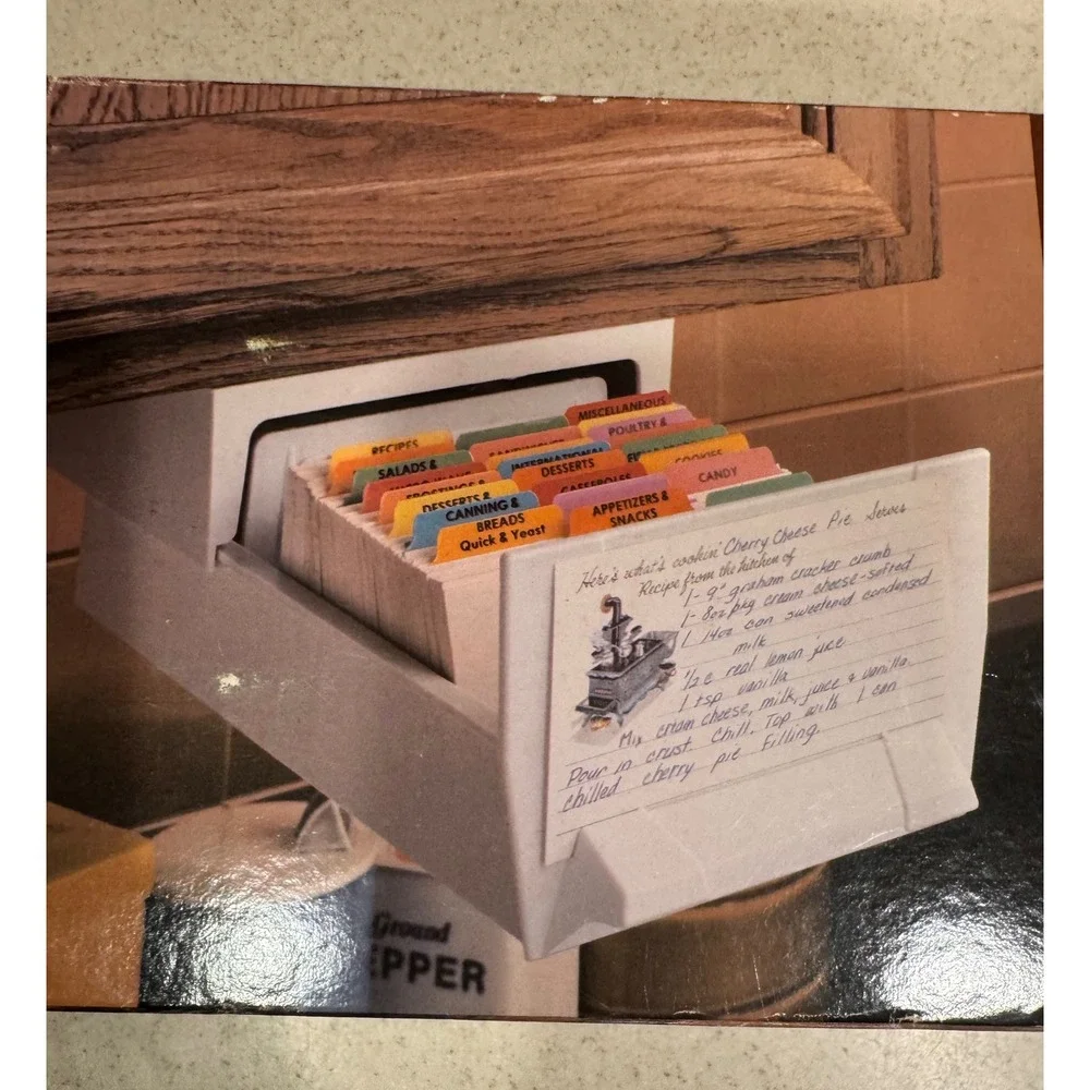 Vintage Under Cabinet Recipe Box Storage Organizer Flambeau White - New